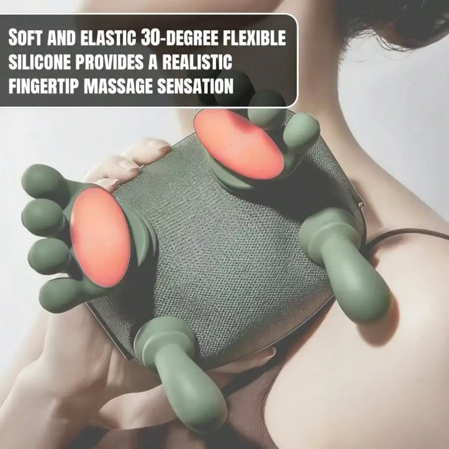 Advanced 4D Shiatsu Neck and Shoulder Massager with Heat & Finger Massage - Wireless, Deep Tissue, Simulated Human Hand Design f