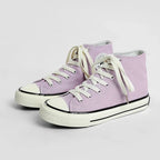 Children's Solid Color Canvas Shoes Sewing Thread Zipper Kids Fashion Round Toe Outdoor Soft Sole Simple Retro Style Shoes