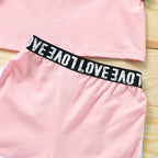 Trendy Summer Children's Sports Clothing Set 2-6Y Patchwork Letter Camisole and Shorts 2Pcs for Girls Kid's Casual Vest Outfit