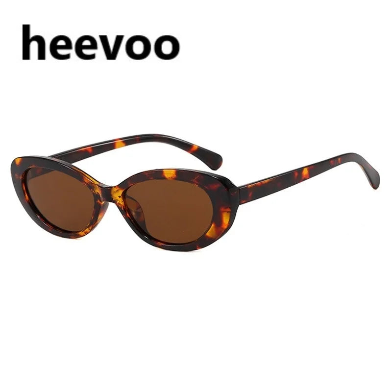 New Retro Oval Cat Eye Sunglasses for Women Men Y2k Trendy Narrow Small Sunnies 90s Brand Designer Sun Glasses UV400