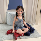 2026 Summer New Children Loose Casual Overalls Toddler Girls Sling Jumpsuit Cotton Boys Thin Striped Strap Shorts Kids Clothes