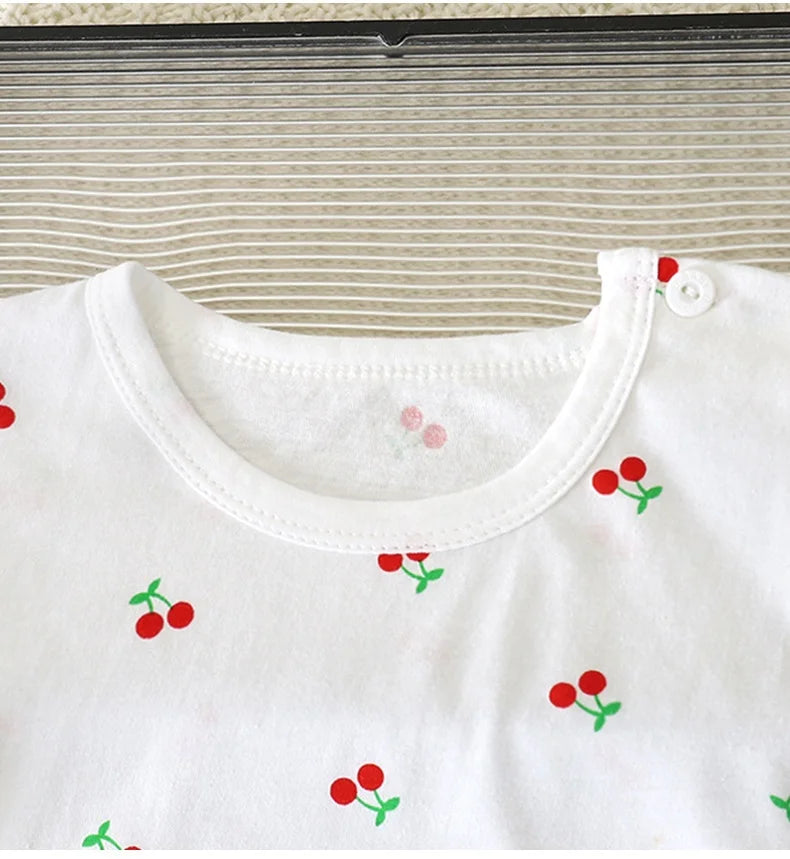 Baby Sleepwear 0-3Y Infant Pajama Set Cotton Strawberry Print Skin Friendly Baby Clothes Short Sleeve Toddler Loungewear