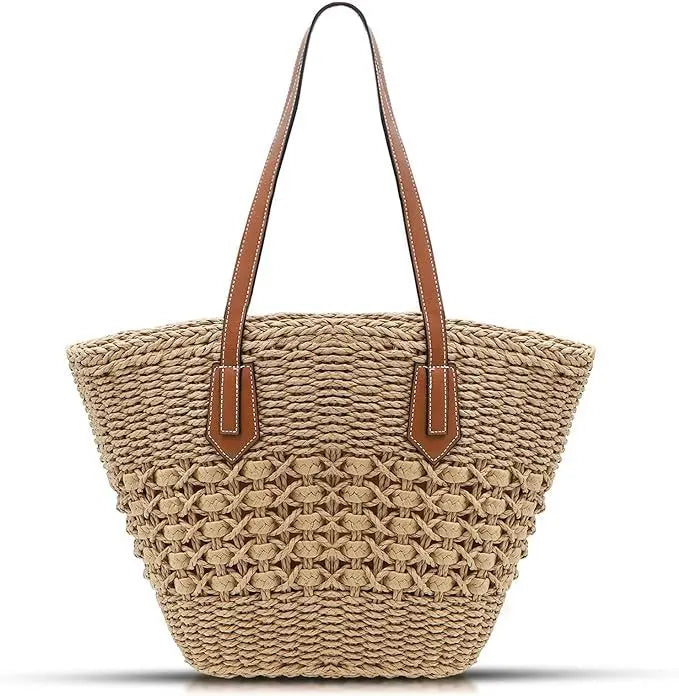 Large Capacity  Women's Shoulder Bag Basket Straw Bag For Women Summer Beach Vacation Handbag Tote Bag Travel Beach Bag