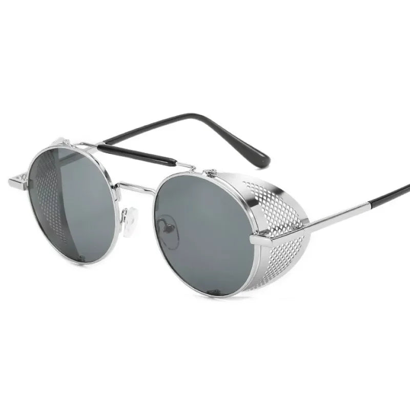Trendy Retro Steampunk Sunglasses Men Brand Designer Round Steam Punk Alloy Sun Glasses Goggle For Women UV400 Gafas de Sol