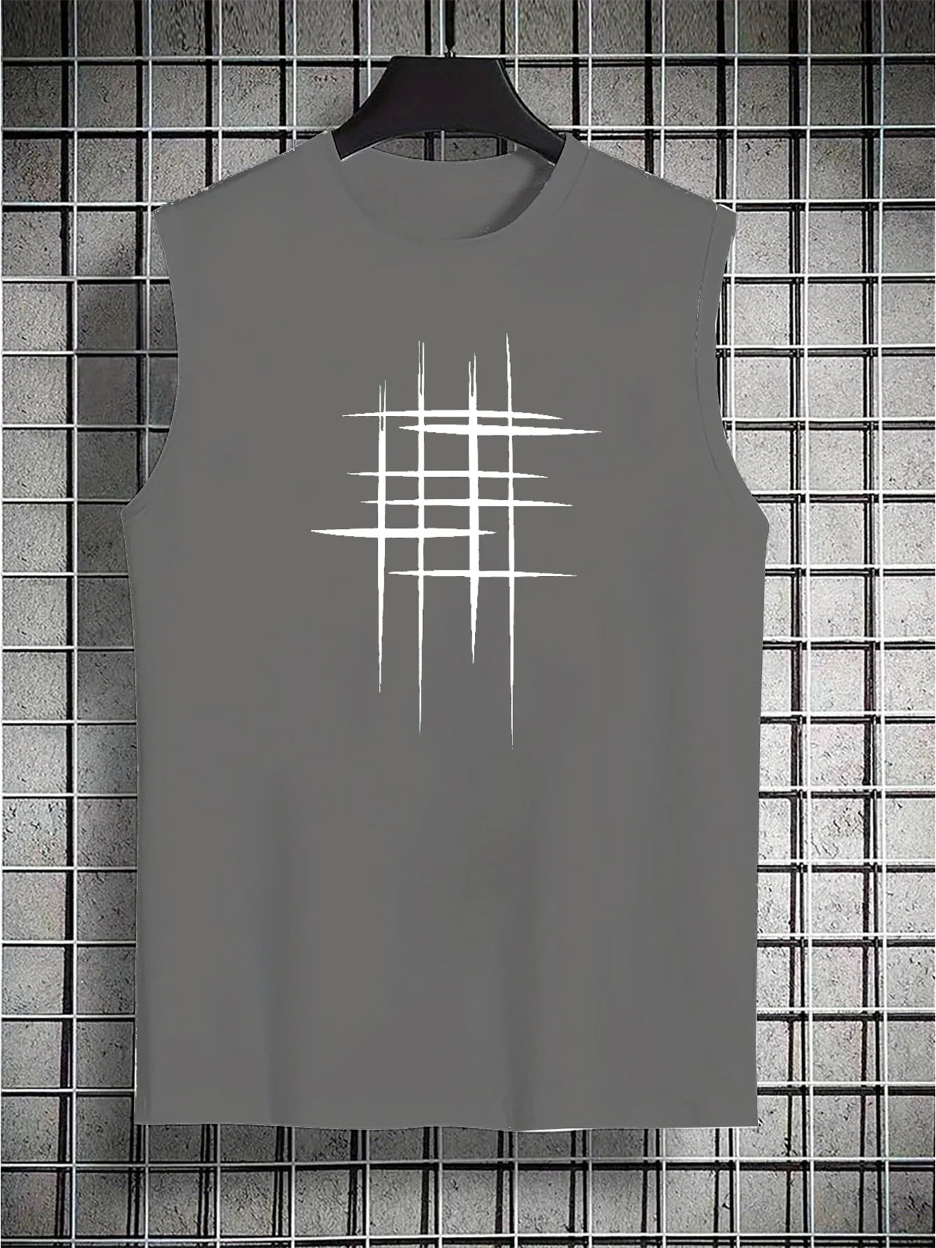 Men's summer casual sports fitness loose and simple graphic print comfortable and breathable round neck sleeveless vest