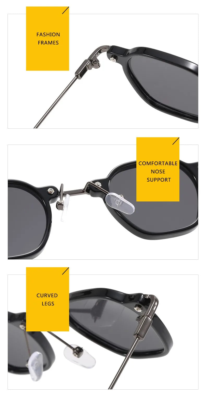 Retro Square Sunglasses Men Small Frame Sun Glasses Women New Fashion Polygonal Metal Eyeglasses Shadow UV400