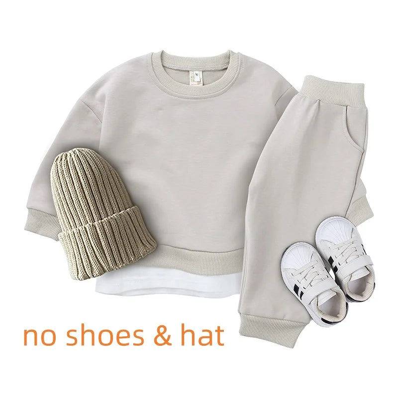 2026 Autumn Kids Sweatshirt Outfits Children Korean Sweatwear+Pants Casual Sports Pullovers Suit For Toddler Baby Girl Boy Sets