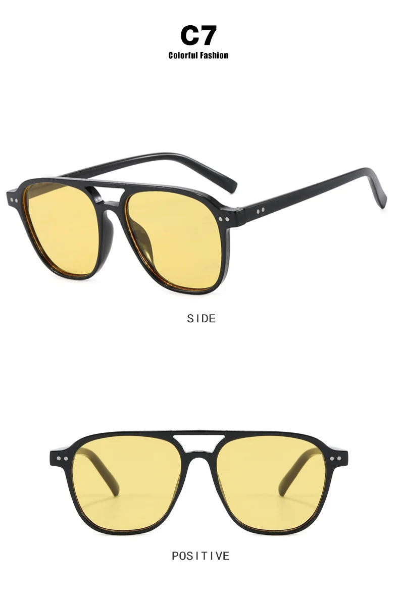 Vintage Big Square Sunglasses Women Men Brand Designer Unisex Sun Glasses Black Frame Shades Male Female Eyewear UV400