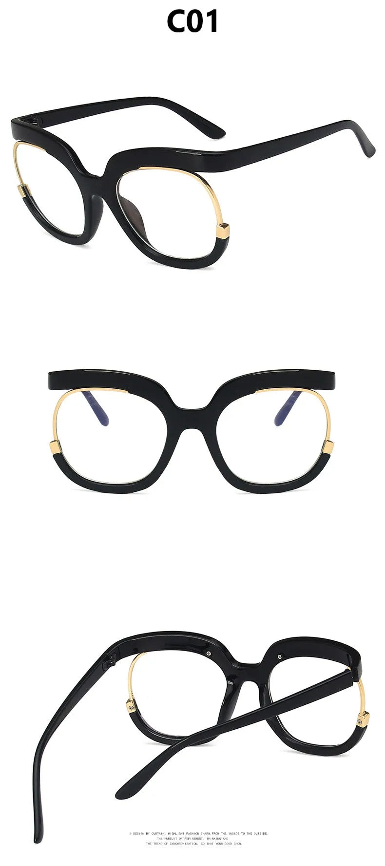 2023 Ins Rainbow Frame Fashion Retro Round Anti Blue Light Women Glasses Vintage Oversized Colourful Frame Clear Eyeglasses