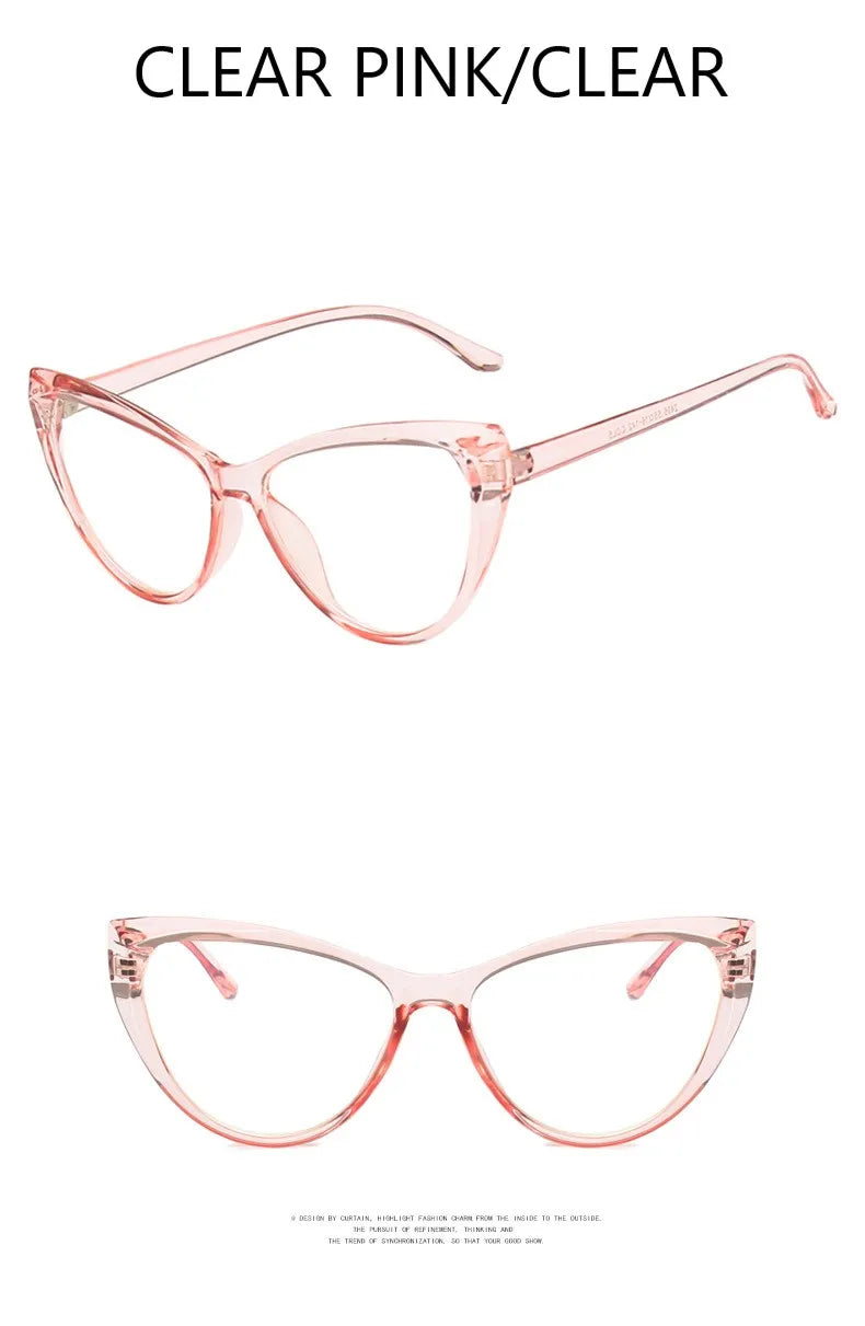 New Retro Cat Eye Glasses Frame Women Brand Vintage Trend Anti-blue Light Glasses Transparent Frame Myopia Eyeglasses