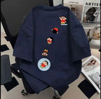2026 Summer Comic Form Crayon Shin-chan Image 100% Cotton Printed Oversize Casual T-shirt Adult Children Parent-child Top y2k.