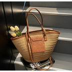 Handmade Beach Vacation Straw Woven Bag For Women Single-Shoulder Summer Straw Beach Bags Shopper Baskets Bohemian Large Tote Ba
