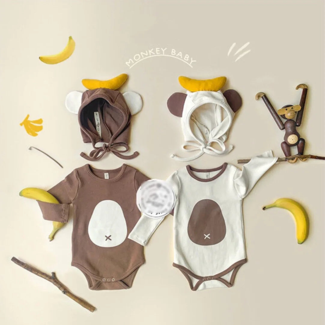 2026 Spring New Baby Long Sleeve Bodysuit + Hat Infant Boy Girl Cute Print Jumpsuit Newborn Toddler Cotton Clothes 0-24M