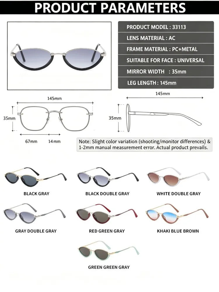 Vintage Half Frame Cat Eye Sunglasses Women Fashion Metal Glasses Punk Trendy Sun Glasses Female Shades for Famale Eyewear Uv400