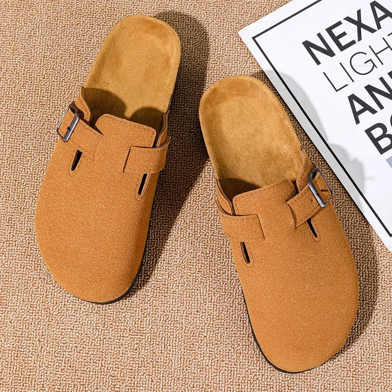 Shoes Fashion Men's Suede Mules Slippers New Women Clogs Cork Insole Sandals With Arch Support Outdoor Beach Slides Home Shoes