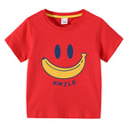 Cute Smiling Banana Kids Short Sleeve T Shirts Boys Girls Same Style Cartoon Casual Tees Comfortable Children Clothing