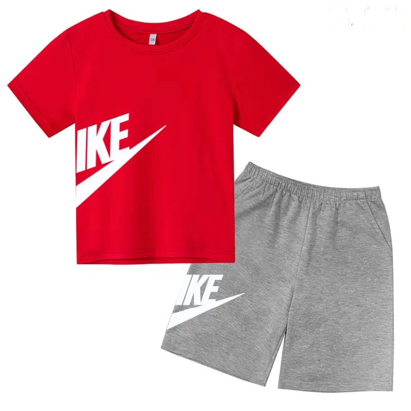 Summer Brand White T-shirt+Shorts Two-piece set Kids New Clothing Fashion Letter Boy Girl3-12Yrs Sports Short-sleeved Casual Set
