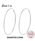 SOMILIA 925 Sterling Silver Platinum Big Hoop Earrings for Women Real Money Jewelry Female Fashion Womens Fine Earrings 10-90mm
