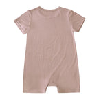 Summer Thin Baby Clothes 0-2Y Girls Boys Infant Solid Color Romper Newborn Short Sleeved Jumpsuit Toddler One Piece