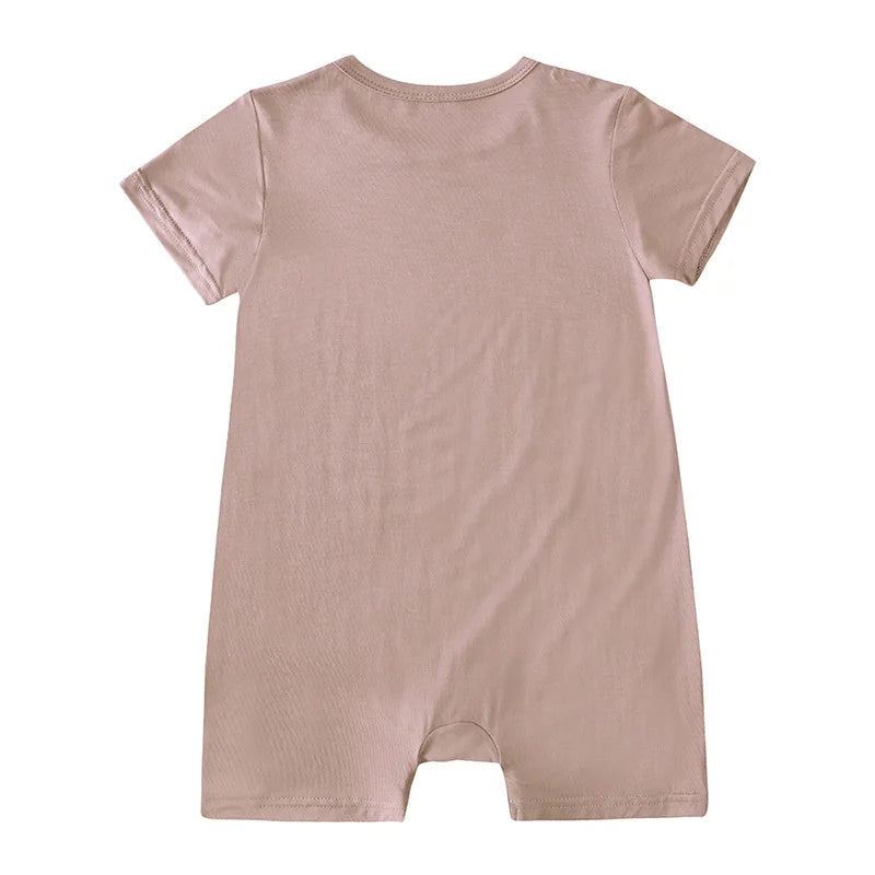 Summer Thin Baby Clothes 0-2Y Girls Boys Infant Solid Color Romper Newborn Short Sleeved Jumpsuit Toddler One Piece