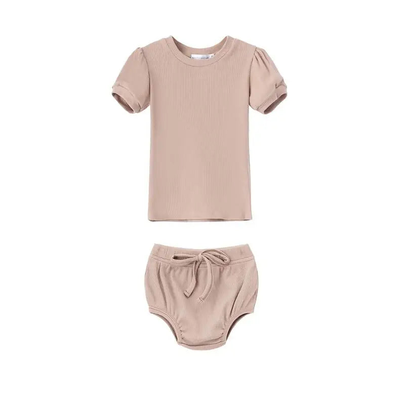 AS 2024 Girls Clothes Short Sleeve 3/4 Kids Boys Clothes For Summer Outfits Girls Clothing Children Ribbed Sets Dress