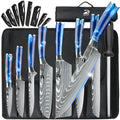 MDHAND 8pcs Kitchen Knife Damascus Stainless Steel Chef Knife Utility Paring Boning Cleaver Slicing Santoku Knives Nylon Bag