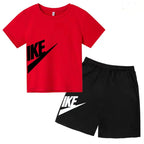 Summer Brand White T-shirt+Shorts Two-piece set Kids New Clothing Fashion Letter Boy Girl3-12Yrs Sports Short-sleeved Casual Set