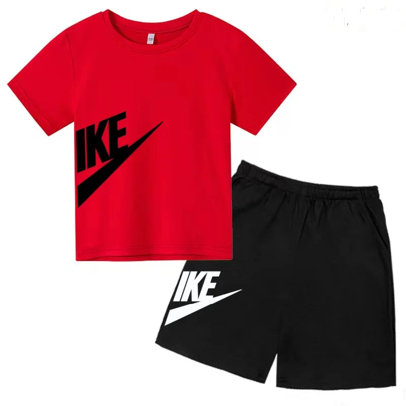 Summer Brand White T-shirt+Shorts Two-piece set Kids New Clothing Fashion Letter Boy Girl3-12Yrs Sports Short-sleeved Casual Set