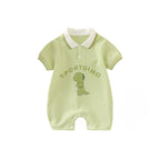 Infant Baby Summer Polo Collar Jumpsuit Sporty Dinosaur Breathable Mesh Romper Newborn One Pieces Cotton Baby Clothes