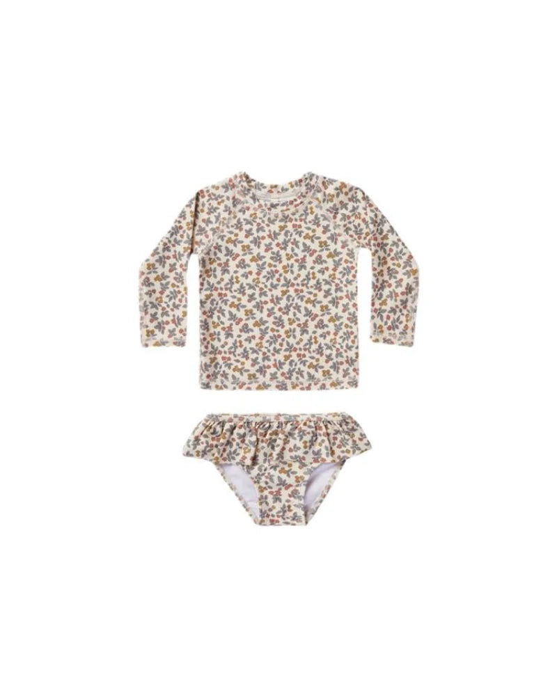 Summer RC Baby Girls Long Sleeve One-piece Swimsuit Set Toddler Girl Sunscreen Floral Bikini Suits Kids Swimwears Bodysuit 1-12Y