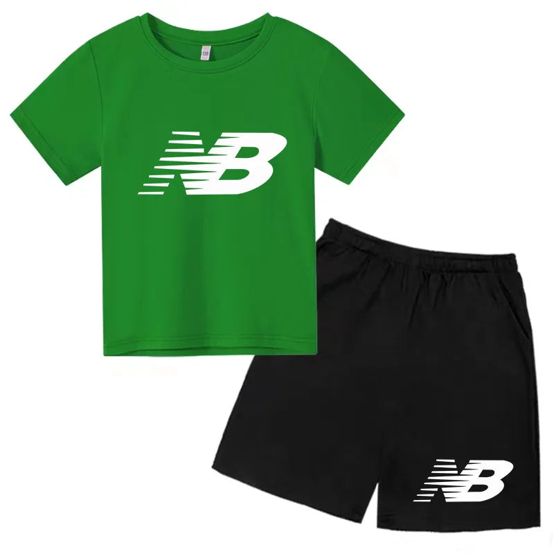 Children's Sports White T-shirts Short-sleeved Shirts and Shorts Sets for Boys Girls Clothing Suitable for Children Aged 3 to13
