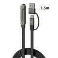 240W Quick Charge Collapsible Phone Stand 3-In-1 Data Cable With Type-C/Usb-A Connectors for iPhone 14-17 And Other Cellphone