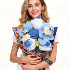 Handmade Crochet Flower Bouquet Knitted Rose Artificial Flowers For Home Decor Valentine's Day Mother's Day Anniversary Gift
