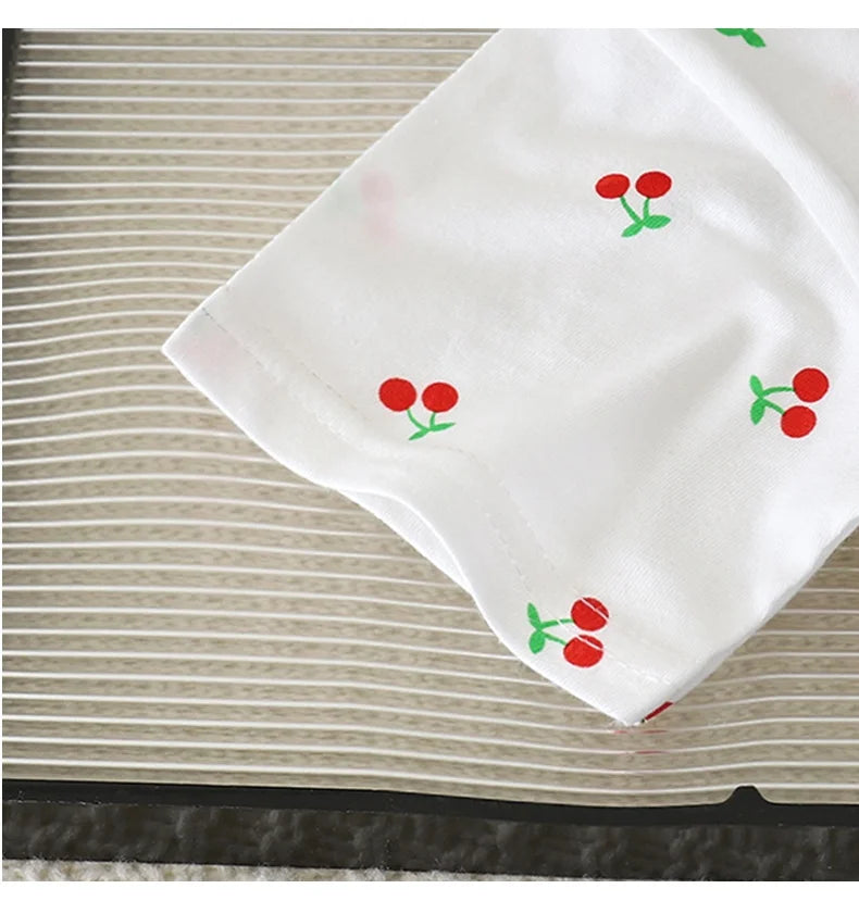 Baby Sleepwear 0-3Y Infant Pajama Set Cotton Strawberry Print Skin Friendly Baby Clothes Short Sleeve Toddler Loungewear