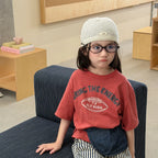 2026 Summer New Children Short Sleeve T Shirts Cotton Boys Letter Print Casual Tee Baby Girls O-neck Loose Tops Kids Clothes