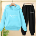 Two-piece Children's Sportswear Set with Cute Patterns Autumn Winter Includes Hoodies Pullovers Trousers Boys Girls Aged 3 to 13