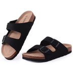 Asgard Summer New Leather Sandals Outdoor Fashion Double Buckle Beach Shoes Comfort Cork Footbed Clogs Slipper With Arch Support