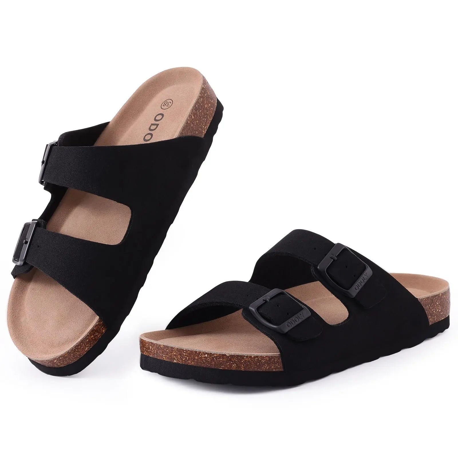 Asgard Summer New Leather Sandals Outdoor Fashion Double Buckle Beach Shoes Comfort Cork Footbed Clogs Slipper With Arch Support