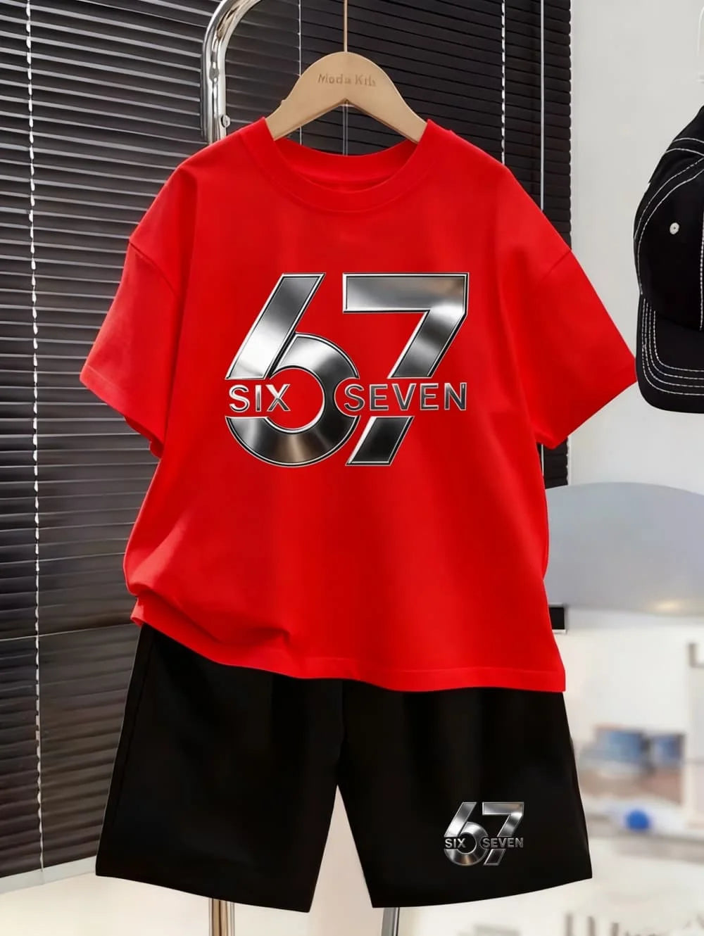 Boys Sets 67 Funny Print Kids T-Shirt Shorts Pant Set Casual Italian Brainrot Summer Top Suit for Funny Gift Children's Clothing