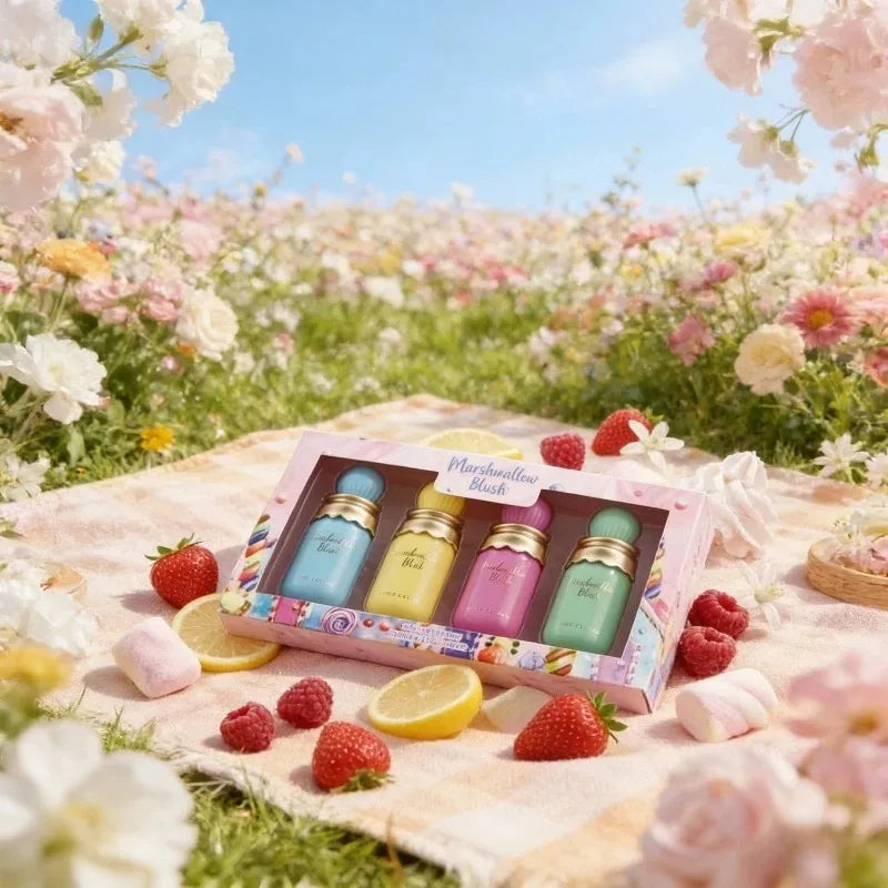 120ML Womens Eau De Parfum Gift Set 4PCS Sweet Candy Marshmallow Perfume Gourmand Fragrance Cute Bottle Long Lasting Spray