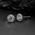 Cubic Zircon Stud Earrings for Women/Men Exquisite Couple Earrings Fancy Anniversary Gift Silver Color Trendy Jewelry