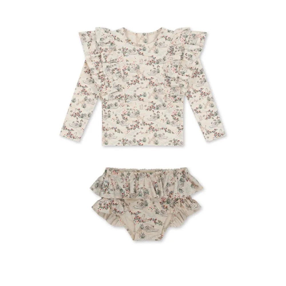 2025 Summer Baby Girls KS Swimwear Sets One Piece Kids swan Swimsuits Holiday Outwear Toddler Girl Sequin Swim Bikini Shorts Cap