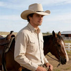 Windproof Cowboy Cap with Large Brims Breathable Western Cowboy Hat Polyester with Decorative Buckle Western Top Hat