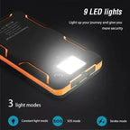 Lenovo LED Solar Power Bank  200000mAh 4 Solar Panels Wireless Charger Portable External Battery Flashlight for Outdoor Travel