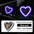1/2pcs Solar-Powered Led Car Window Neon Lights - Heart-Shaped Rgb-Free Color-Changing Interior Wiring Free Atmosphere Light