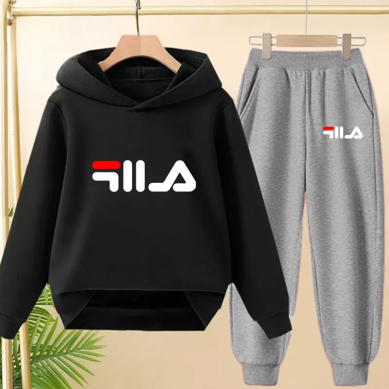 Winter Fleece Hooded Sweatshirts for Children Aged 3 to 12 as Holiday Gifts, Casual Sweatshirts and Pants for Boys and Girls