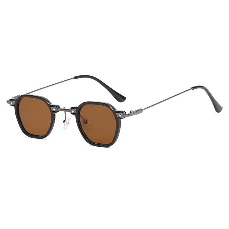 Retro Square Sunglasses Men Small Frame Sun Glasses Women New Fashion Polygonal Metal Eyeglasses Shadow UV400