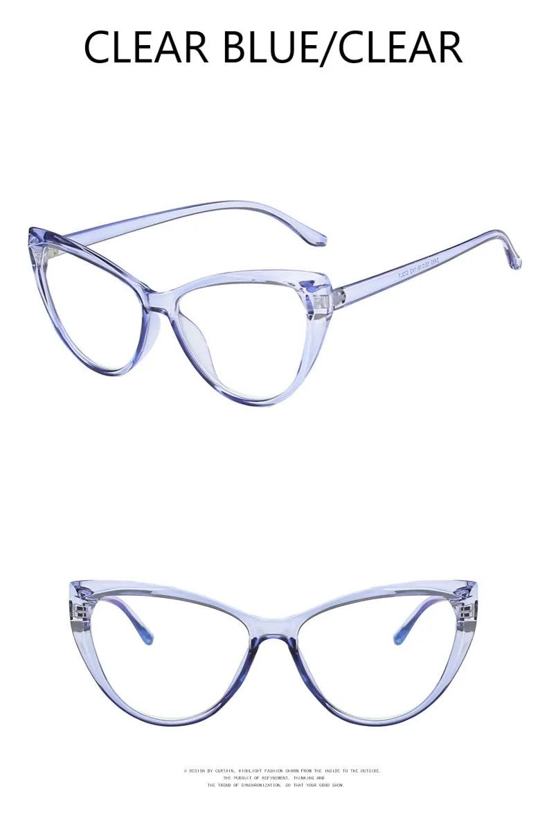 New Retro Cat Eye Glasses Frame Women Brand Vintage Trend Anti-blue Light Glasses Transparent Frame Myopia Eyeglasses