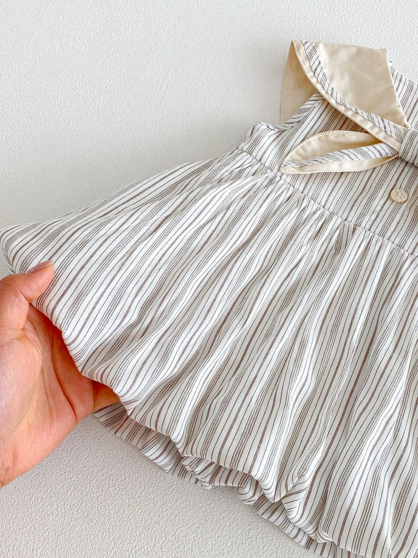 2026 Summer New Girls Preppy Style Striped Vest Dress Cotton Baby Girl Sailor Collar Sleeveless Dress Infant Toddler Clothes