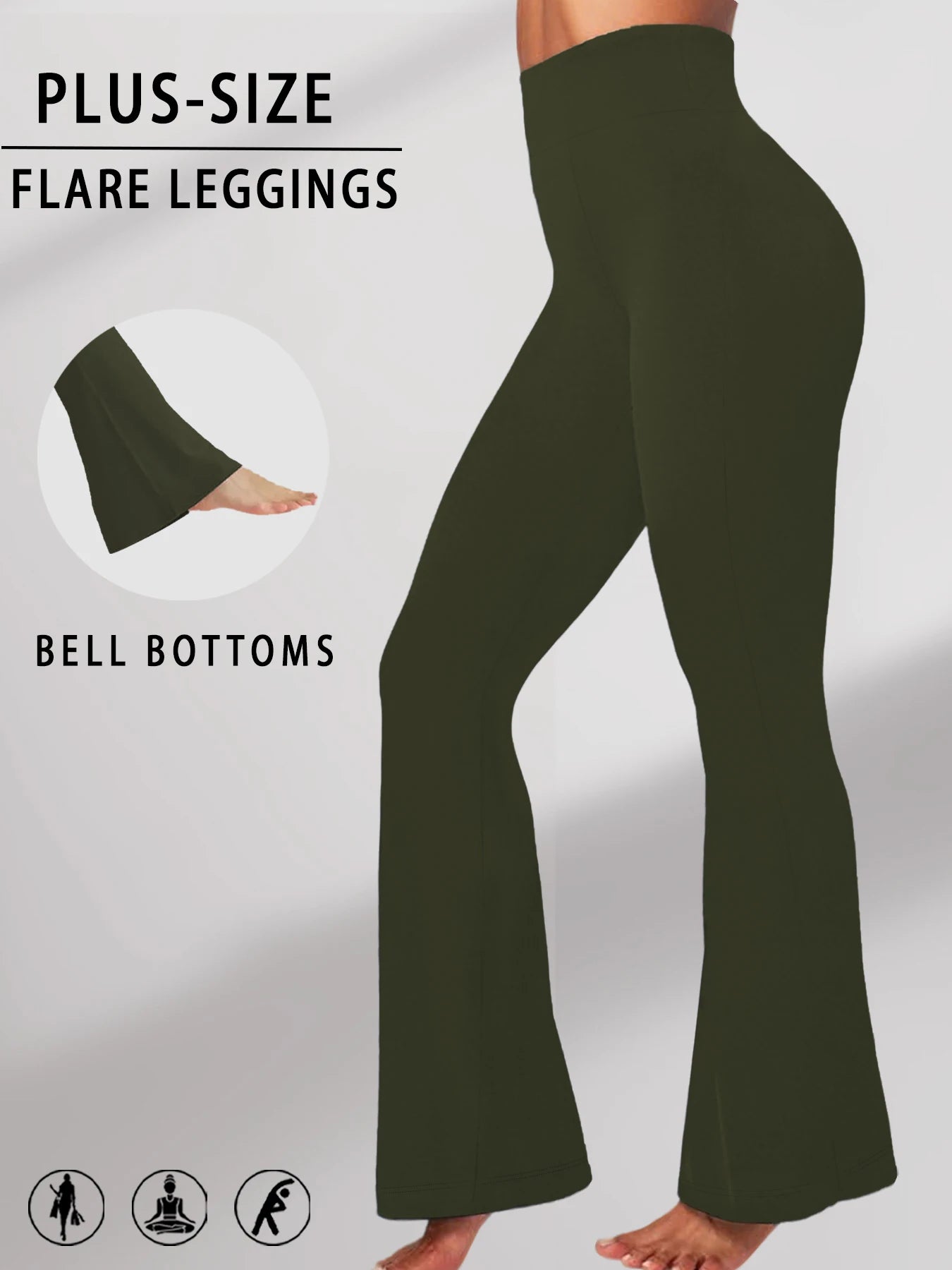 Plus Size Women's Super Soft Flare Pants High Waisted Tummy Control Workout Yoga Push Up Gym Fitness Long Leggings Bell Bottoms